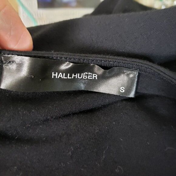 Hallhuber Black Front Knot Crew Neck Top womens S Blouse small Long Sleeve M - Picture 8 of 9